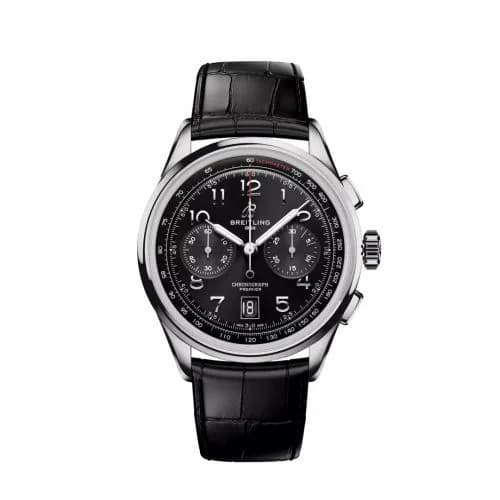 Breitling Premier B01 Chronograph 42 Stainless Steel / Black / Alligator - Matte AB0145221B1P2 — фото часов Breitling Premier B01 Chronograph 42 Stainless Steel / Black / Alligator - Matte AB0145221B1P2 — фото часов