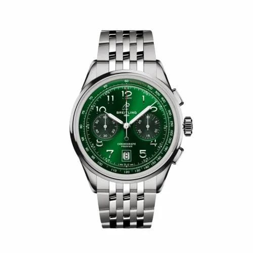 Breitling Premier B01 Chronograph 42 Stainless Steel / Green / Bracelet AB0145371L1A1 — фото часов Breitling Premier B01 Chronograph 42 Stainless Steel / Green / Bracelet AB0145371L1A1 — фото часов