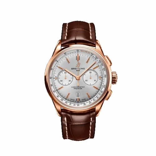 Breitling Premier B01 Chronograph 42 Red Gold / Silver / Alligator RB0118371G1P1 — фото часов Breitling Premier B01 Chronograph 42 Red Gold / Silver / Alligator RB0118371G1P1 — фото часов