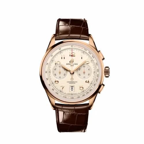 Breitling Premier B01 Chronograph 42 Red Gold / Cream / Alligator RB0145371G1P1 — фото часов Breitling Premier B01 Chronograph 42 Red Gold / Cream / Alligator RB0145371G1P1 — фото часов