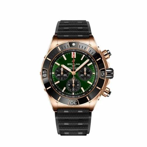 Breitling Super Chronomat B01 44 Red Gold / Green / Rubber Rouleaux RB01361A1L1S1 — фото часов Breitling Super Chronomat B01 44 Red Gold / Green / Rubber Rouleaux RB01361A1L1S1 — фото часов