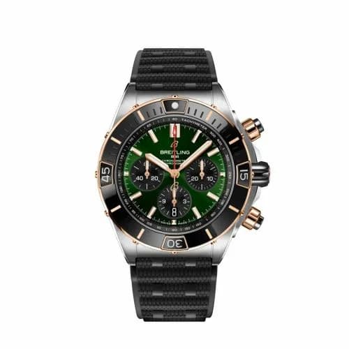 Breitling Super Chronomat B01 44 Stainless Steel - Red Gold / Green / Rubber Rouleaux UB0136251L1S1 — фото часов Breitling Super Chronomat B01 44 Stainless Steel - Red Gold / Green / Rubber Rouleaux UB0136251L1S1 — фото часов