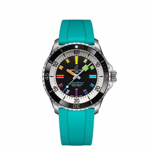 Breitling SuperOcean Automatic 42 Stainless Steel / Black - Rainbow / Rubber A17375211B2S2