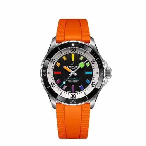 Breitling SuperOcean Automatic 42 Stainless Steel / Black - Rainbow / Rubber A17375211B2S3