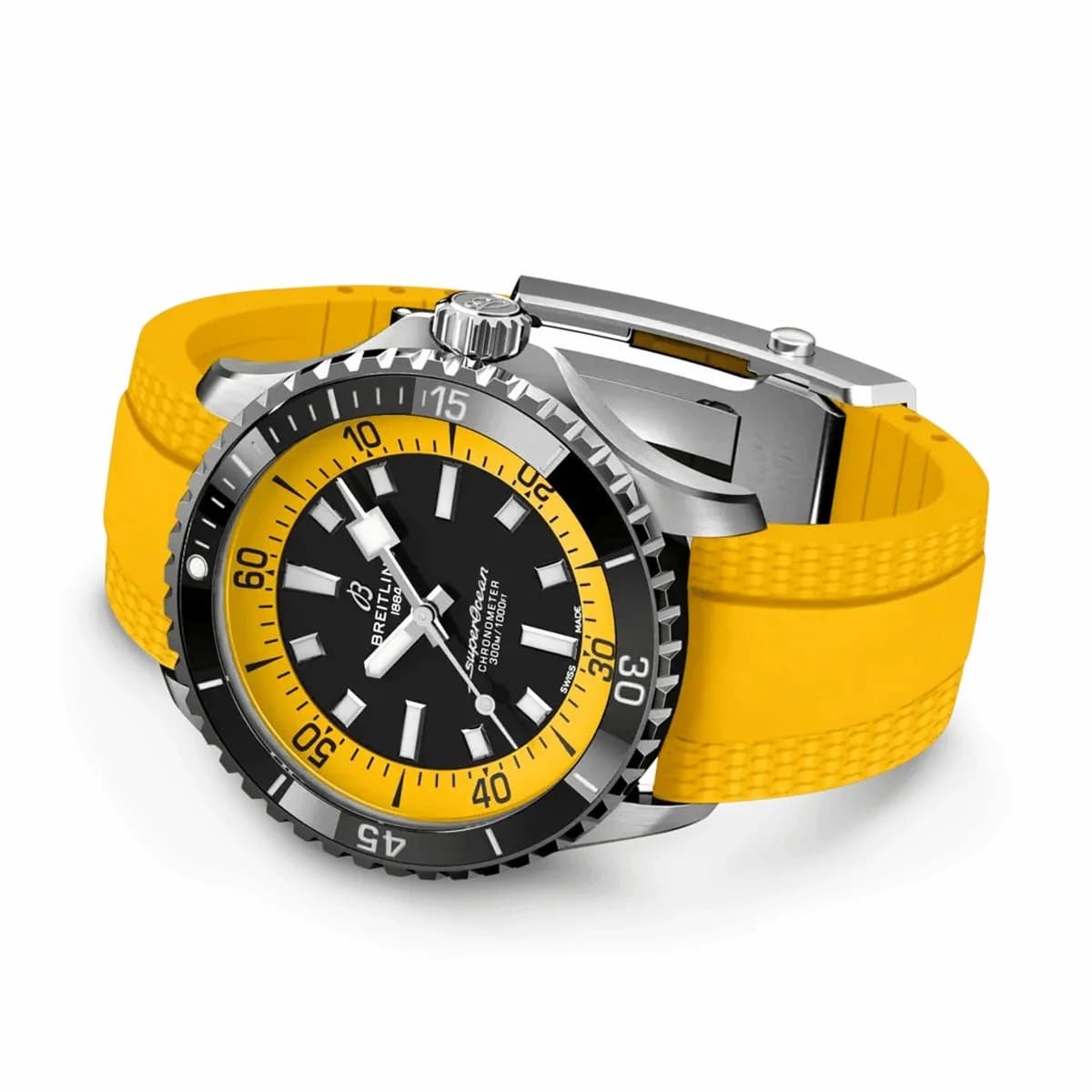 Breitling SuperOcean Automatic 42 Stainless Steel / Black - Yellow / Rubber A173752A7B1S1