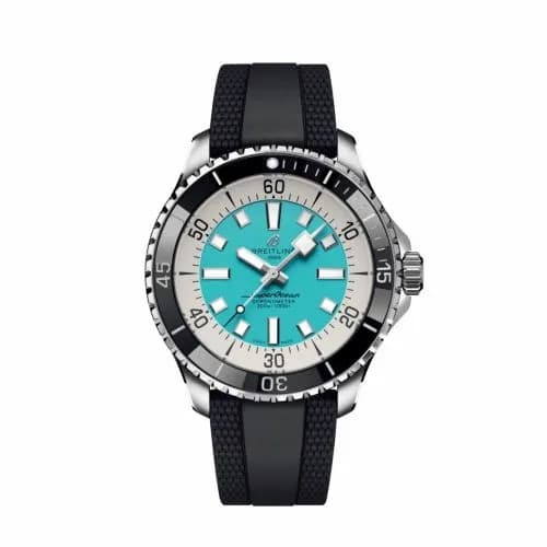 Breitling SuperOcean Automatic 44 Stainless Steel / Turquoise / Rubber A17376211L2S1 — фото часов Breitling SuperOcean Automatic 44 Stainless Steel / Turquoise / Rubber A17376211L2S1 — фото часов
