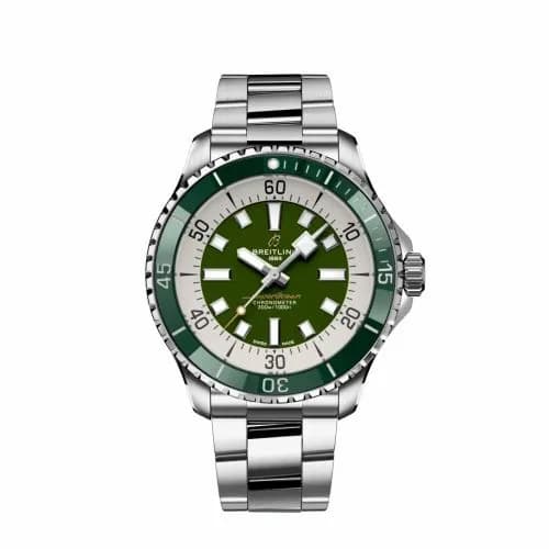 Breitling SuperOcean Automatic 44 Stainless Steel / Green / Bracelet A17376A31L1A1 — фото часов Breitling SuperOcean Automatic 44 Stainless Steel / Green / Bracelet A17376A31L1A1 — фото часов