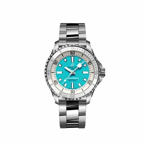 Breitling SuperOcean Automatic 36 Stainless Steel / Turquoise / Bracelet A17377211C1A1 — фото часов Breitling SuperOcean Automatic 36 Stainless Steel / Turquoise / Bracelet A17377211C1A1 — фото часов