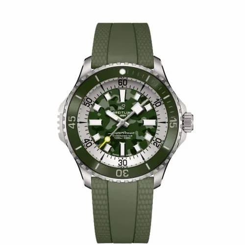 Breitling SuperOcean Automatic 46 Super Diver Titanium / Green Camouflage / Rubber E10379D31L1S1 — фото часов Breitling SuperOcean Automatic 46 Super Diver Titanium / Green Camouflage / Rubber E10379D31L1S1 — фото часов
