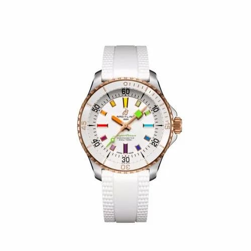 Breitling SuperOcean Automatic 36 Stainless Steel - Red Gold / White - Rainbow U17377211A1S1
