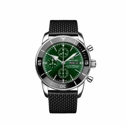Breitling Superocean Heritage II Chronograph 44 Stainless Steel / Green / Rubber A13313121L1S1 — фото часов Breitling Superocean Heritage II Chronograph 44 Stainless Steel / Green / Rubber A13313121L1S1 — фото часов