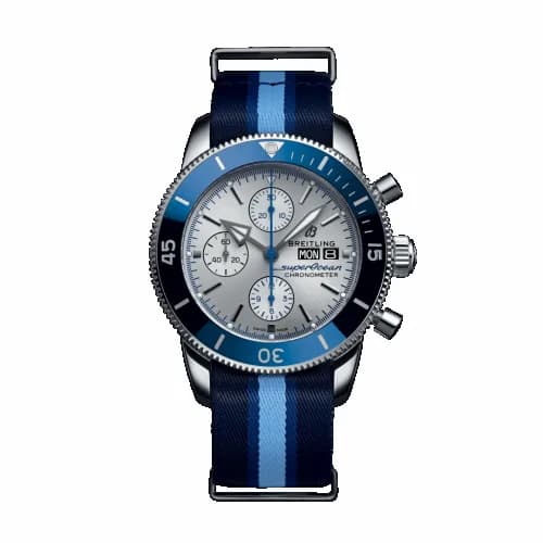 Breitling Superocean Heritage II Chronograph 44 Stainless Steel / Silver / NATO / Ocean Conservancy A133131A1G1W1 — фото часов Breitling Superocean Heritage II Chronograph 44 Stainless Steel / Silver / NATO / Ocean Conservancy A133131A1G1W1 — фото часов