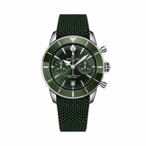 Breitling Superocean Heritage B01 Chronograph 42 Stainless Steel / Green / Rubber AB0156361L1S1 — фото часов Breitling Superocean Heritage B01 Chronograph 42 Stainless Steel / Green / Rubber AB0156361L1S1 — фото часов
