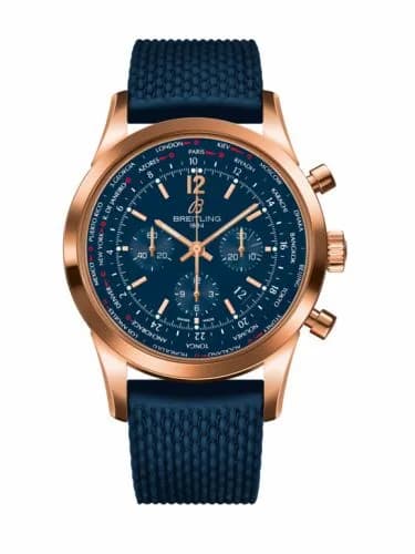Breitling Transocean Chronograph экземплярime Pilot Red Gold / Blue / Rubber RB0510V1.C880.276S