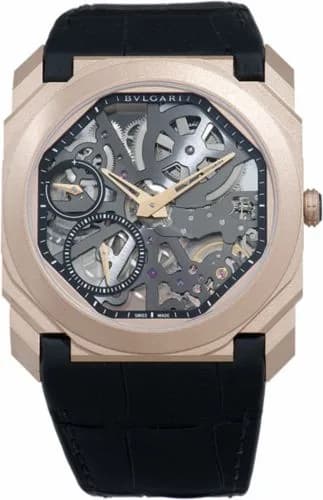 Bulgari Octo Finissimo Skeleton Pink Gold / Alligator 102946