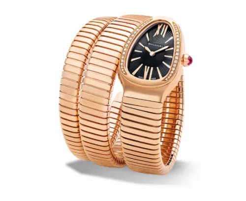 Bulgari Serpenti Tubogas Pink Gold Black Diamond Double Tour 101814