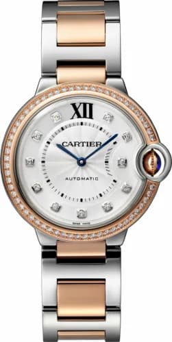 Cartier Ballon Blue de Cartier 36 Automatic Stainless Steel / Pink Gold / Diamonds / Bracelet WE902078 — фото часов Cartier Ballon Blue de Cartier 36 Automatic Stainless Steel / Pink Gold / Diamonds / Bracelet WE902078 — фото часов