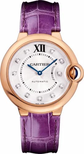 Cartier Ballon Blue de Cartier 36 Automatic Pink Gold / Diamond / Purple WJBB0010 — фото часов Cartier Ballon Blue de Cartier 36 Automatic Pink Gold / Diamond / Purple WJBB0010 — фото часов