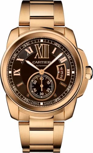 Cartier Calibre de Cartier 42 Pink Gold / Chocolate / Bracelet W7100040 — фото часов Cartier Calibre de Cartier 42 Pink Gold / Chocolate / Bracelet W7100040 — фото часов