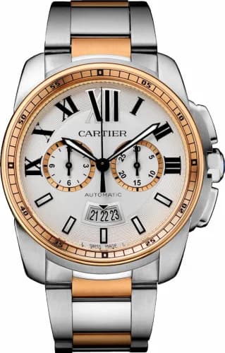 Cartier Calibre de Cartier Chronograph Stainless Steel / Pink Gold / Silver / Bracelet W7100042 — фото часов Cartier Calibre de Cartier Chronograph Stainless Steel / Pink Gold / Silver / Bracelet W7100042 — фото часов