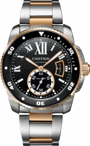 Cartier Calibre de Cartier Diver Stainless Steel / Pink Gold / Black / Bracelet W7100054 — фото часов Cartier Calibre de Cartier Diver Stainless Steel / Pink Gold / Black / Bracelet W7100054 — фото часов