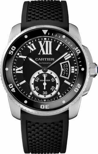 Cartier Calibre de Cartier Diver Stainless Steel / Black / Rubber W7100056 — фото часов Cartier Calibre de Cartier Diver Stainless Steel / Black / Rubber W7100056 — фото часов