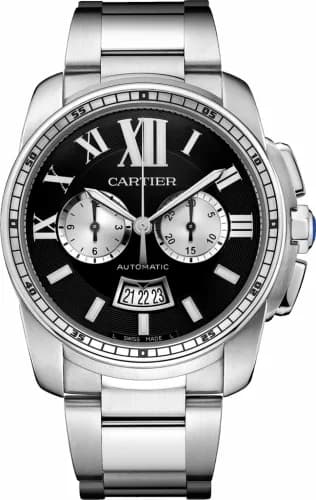 Cartier Calibre de Cartier Chronograph Stainless Steel / Black / Bracelet W7100061 — фото часов Cartier Calibre de Cartier Chronograph Stainless Steel / Black / Bracelet W7100061 — фото часов