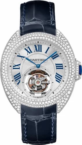 Cartier Clé de Cartier 35 Flying Tourbillon White Gold / Full Diamonds / Red HPI00933 — фото часов Cartier Clé de Cartier 35 Flying Tourbillon White Gold / Full Diamonds / Red HPI00933 — фото часов