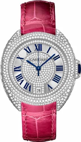 Cartier Clé de Cartier 35 White Gold / Full Diamonds / Red WJCL0018 — фото часов Cartier Clé de Cartier 35 White Gold / Full Diamonds / Red WJCL0018 — фото часов