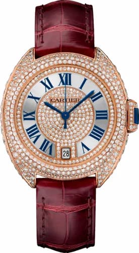 Cartier Clé de Cartier 35 Pink Gold / Full Diamonds / Red WJCL0036 — фото часов Cartier Clé de Cartier 35 Pink Gold / Full Diamonds / Red WJCL0036 — фото часов