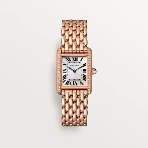 Cartier Tank Louis Cartier Small Manual Rose Gold - Diamond / Silver / Bracelet WJTA0020 — фото часов Cartier Tank Louis Cartier Small Manual Rose Gold - Diamond / Silver / Bracelet WJTA0020 — фото часов