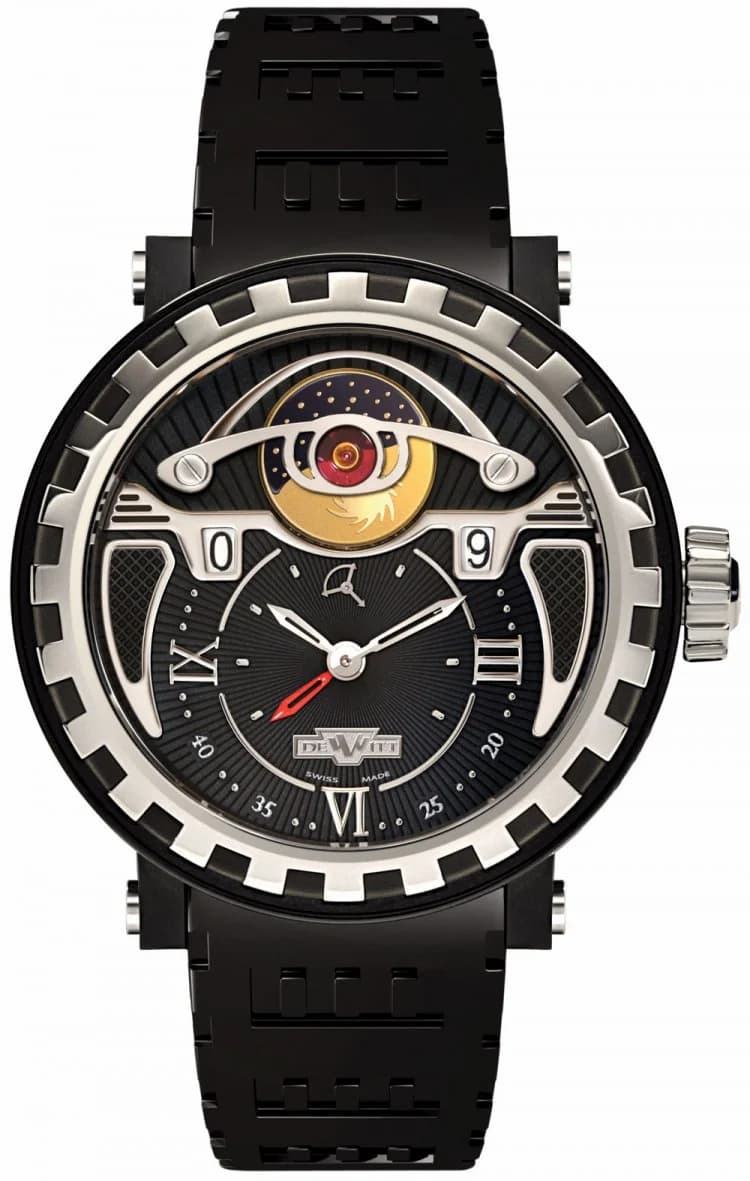DeWitt Academia Blackstream Triple Complication GMT 3 Titanium and Ruber AC.2041.37.M050 AC-2041-37-M050 — фото часов DeWitt Academia Blackstream Triple Complication GMT 3 Titanium and Ruber AC.2041.37.M050 AC-2041-37-M050 — фото часов