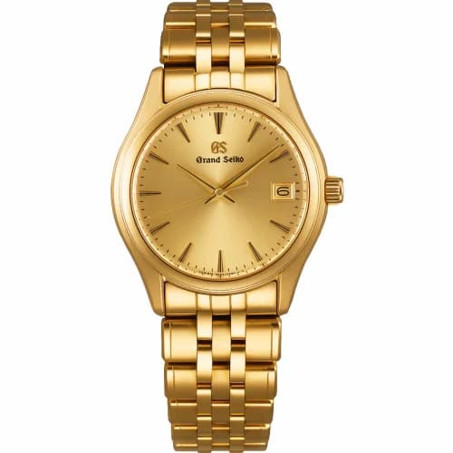 Grand Seiko Quartz Date Yellow Gold / Champagne / Bracelet SBGX218