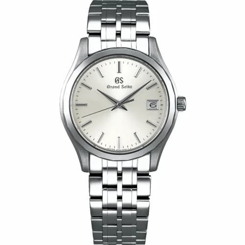 Grand Seiko Quartz Date White Gold / Silver / Bracelet SBGX219