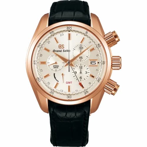 Grand Seiko Spring Drive Chronograph Pink Gold / Silver / Strap SBGC204