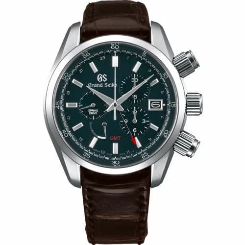 Grand Seiko Spring Drive Chronograph Stainless Steel / Green / Strap SBGC207