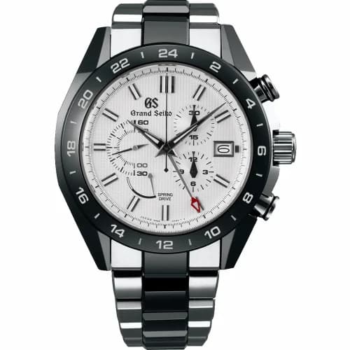 Grand Seiko Spring Drive Chronograph Titanium / Ceramic / White / Bracelet / Black Ceramics Collection SBGC221