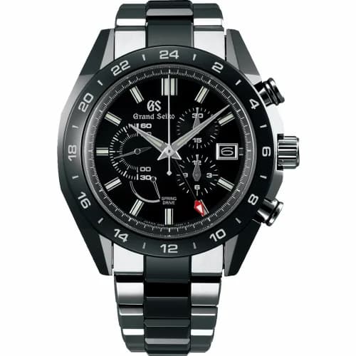 Grand Seiko Spring Drive Chronograph Titanium / Ceramic / Black / Bracelet / Black Ceramics Collection SBGC223