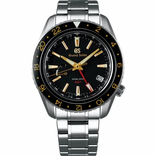 Grand Seiko Spring Drive GMT Stainless Steel / Black / Bracelet SBGE215