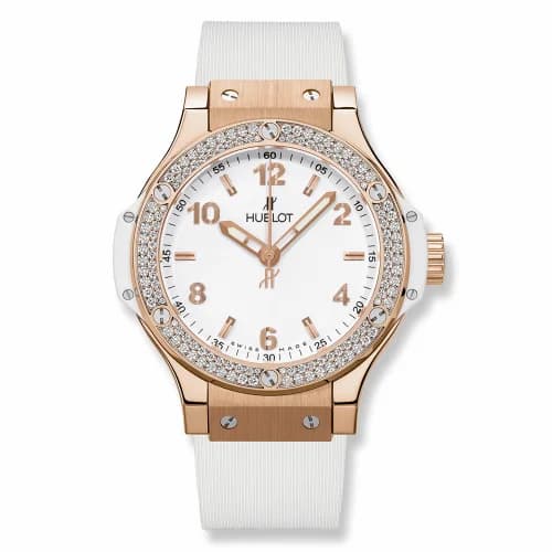 Hublot Big Bang 38 Quartz Red Gold - Diamond / White / Rubber 361.PE.2010.RW.1104