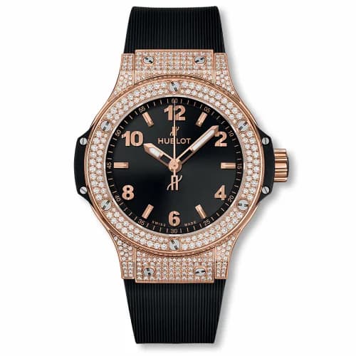 Hublot Big Bang 38 Quartz Red Gold - Pavé / Black / Rubber 361.PX.1280.RX.1704
