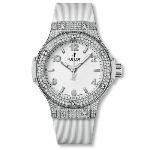 Hublot Big Bang 38 Quartz Stainless Steel - Pavé / White / Rubber 361.SE.2010.RW.1704