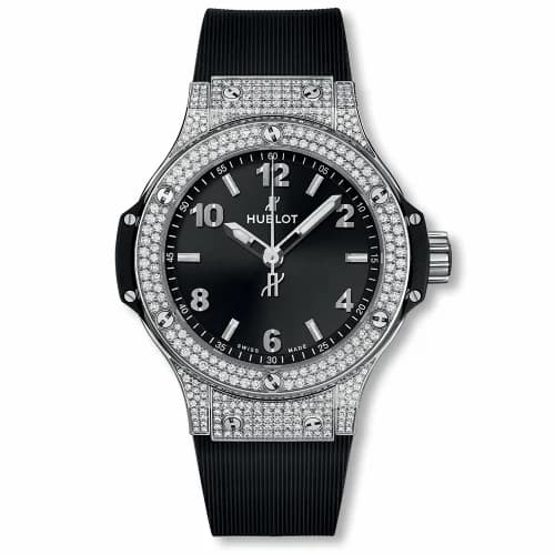 Hublot Big Bang 38 Quartz Stainless Steel - Pavé / Black / Rubber 361.SX.1270.RX.1704