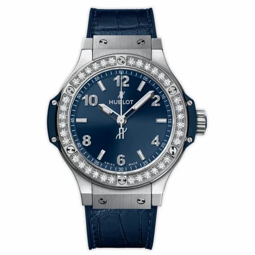 Hublot Big Bang 38 Quartz Stainless Steel - Diamond / Blue / Rubber 361.SX.7170.LR.1204