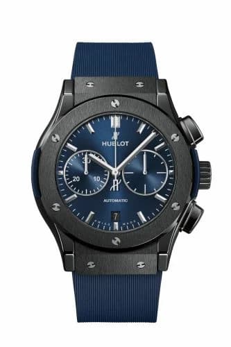 Hublot Classic Fusion 45 Chronograph Ceramic / Blue / Rubber 521.CM.7170.RX
