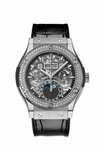 Hublot Classic Fusion Aerofusion Moonphase Titanium - Diamond / Alligator 547.NX.0170.LR.1104