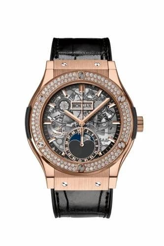 Hublot Classic Fusion Aerofusion Moonphase King Gold - Diamond / Alligator 547.OX.0180.LR.1104
