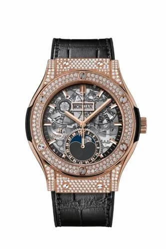 Hublot Classic Fusion Aerofusion Moonphase King Gold - Pavé / Alligator 547.OX.0180.LR.1704