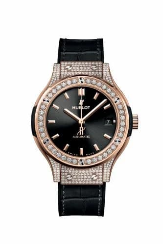 Hublot Classic Fusion 38 King Gold - Pavé / Black / Alligator 565.OX.1480.LR.1604
