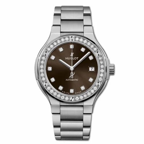 Hublot Classic Fusion 38 Titanium - Diamond / Brown / Bracelet 568.NX.897M.NX.1204